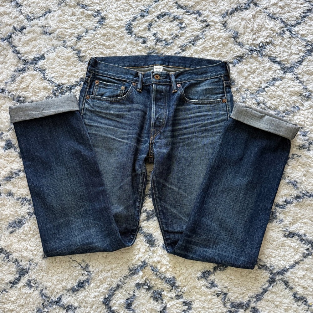 NSF Straight Fit Jeans Mens 32x34 Dark Wash Selvedge Button Fly Denim